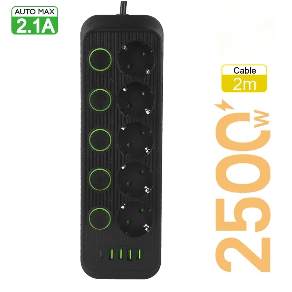High Tech France™ Bloc multiprise 5 prises avec interrupteur