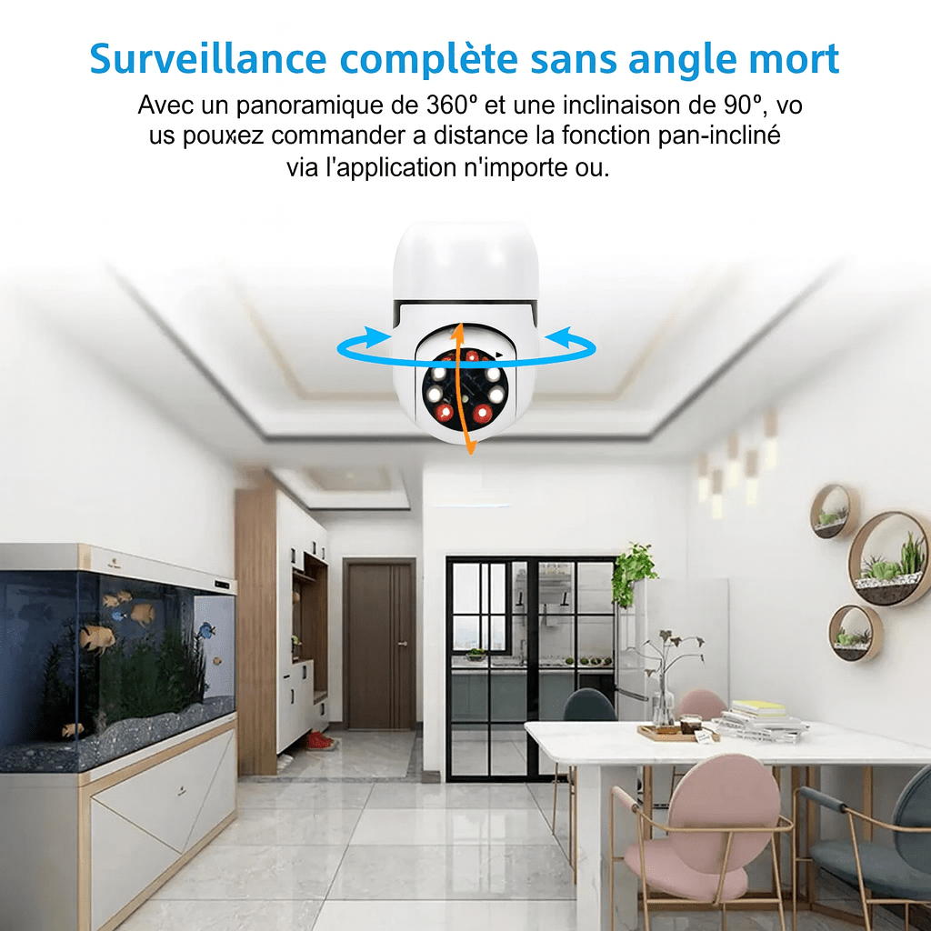 High Tech France™ Caméra de surveillance intérieur ampoule