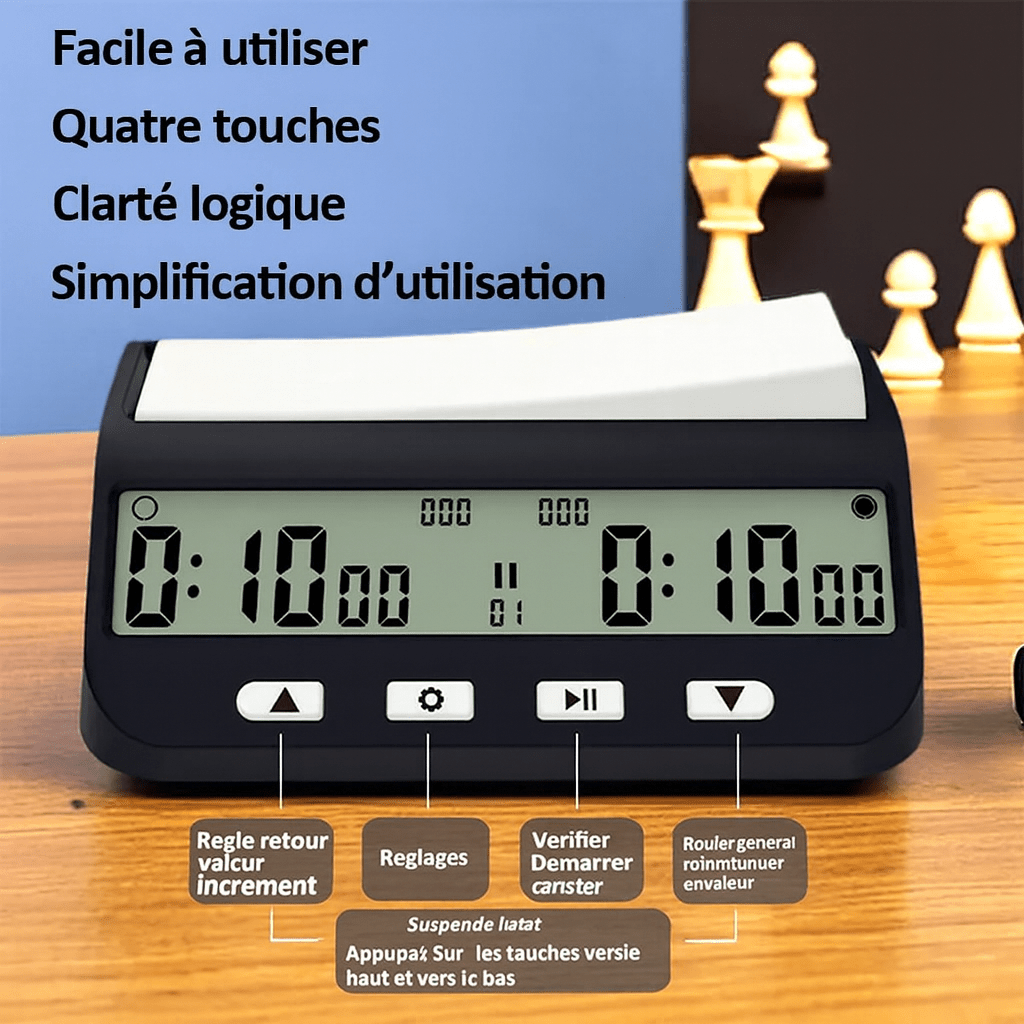 High Tech France™ Pendule d'échec numérique