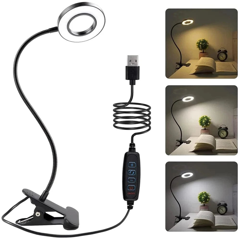 High Tech France Black version 360° Flexible 48 LEDs Desk Lamp Clip USB Book Light Bedside Eye Protection Gooseneck Reading Light Brightness Adjustable 3 Level