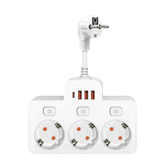 High Tech France™ Blanc Bloc multiprise 3 prises avec interrupteur individuel