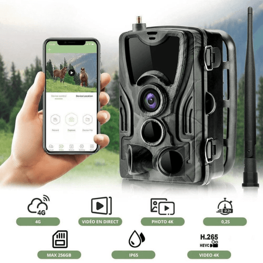 High Tech France Caméra de chasse 4G+ avec écran