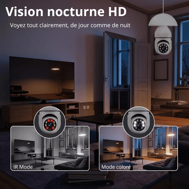 High Tech France™ Caméra de surveillance intérieur ampoule