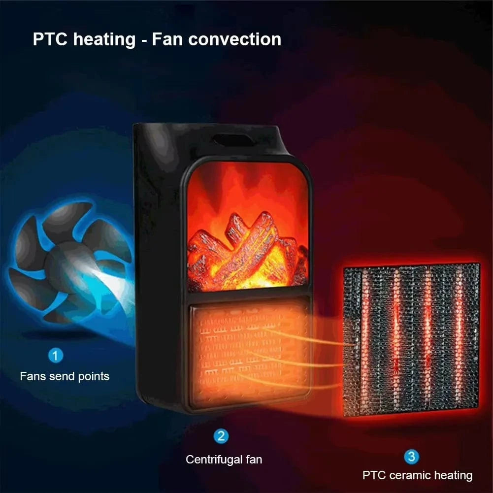 High Tech France Customizable 3D Flame Mini Electric Stove Heater 900W Electric Fireplace Heater with Remote Plug in Wall Portable