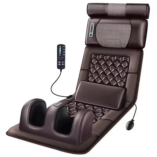 High Tech France black / US Plug Electric Massage Mattress Vibrating Heating Massager Cushion For Neck Back Foot Full Body Pain Stress Relief Body Relax