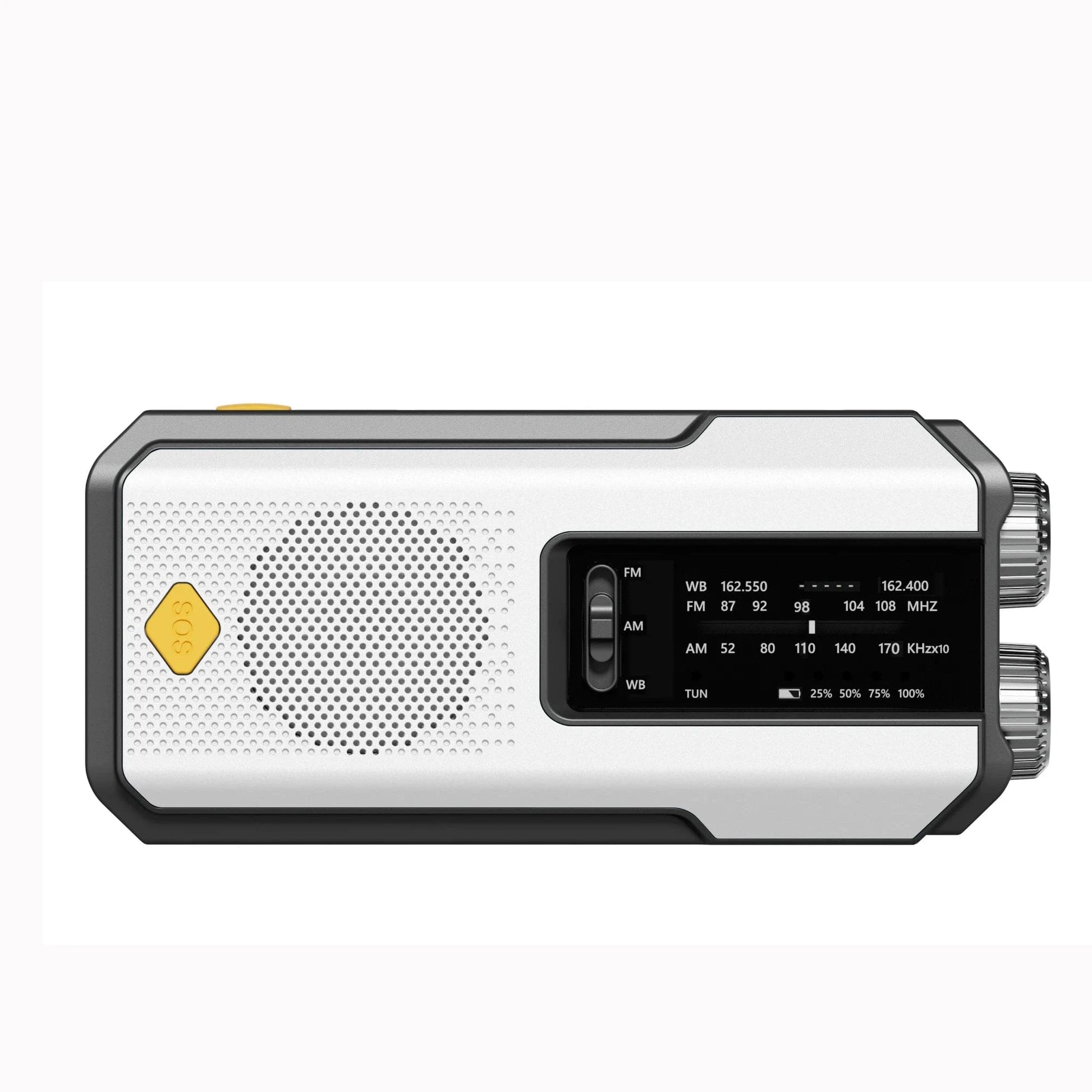 High Tech France White / CN Emergency NOAA Weather Radio,Portable Hand Crank Radio,Solar Powered,AM/FM,SOS Alarm,Flashlight 2000mAh Rechargeable Power Bank