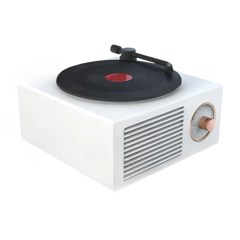 High Tech France™ Blanc Enceinte bluetooth vintage tourne-disque