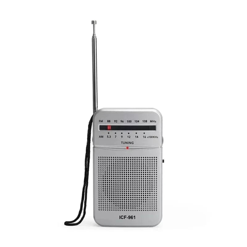 High Tech France White / CHINA Full-Band AA Battery Small Portable Radio Mini AM FM Pointer Pocket Radio for Indoor Outdoor Camping Emergency Use