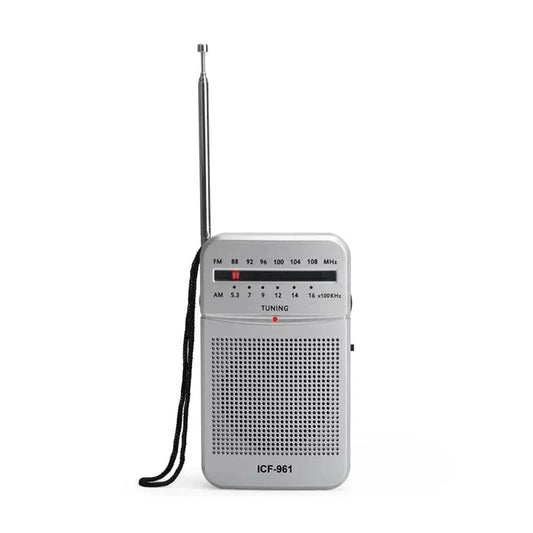 High Tech France White / CHINA Full-Band AA Battery Small Portable Radio Mini AM FM Pointer Pocket Radio for Indoor Outdoor Camping Emergency Use