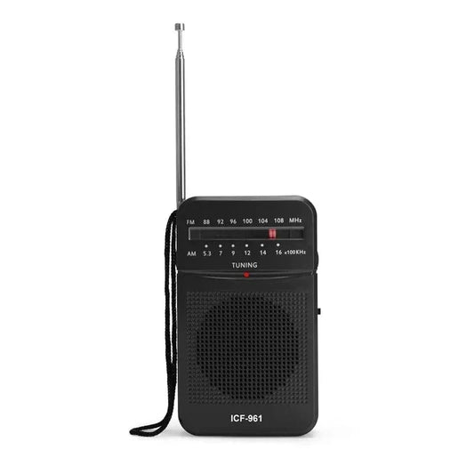 High Tech France Black / CHINA Full-Band AA Battery Small Portable Radio Mini AM FM Pointer Pocket Radio for Indoor Outdoor Camping Emergency Use