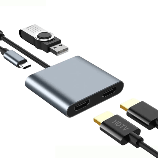 High Tech France 4 en 1 Hub 2 HDMI USB-C