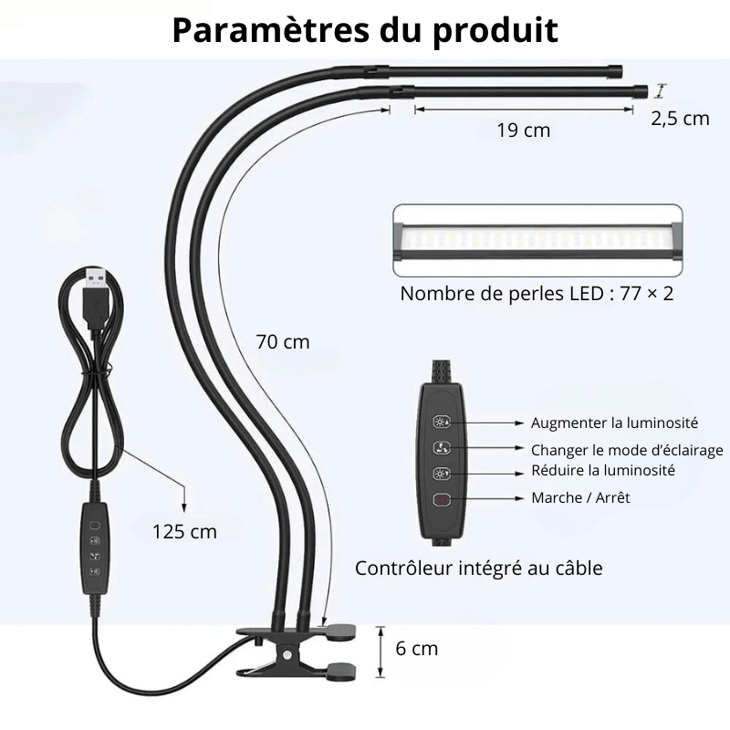 High Tech France Lampe de bureau avec pince