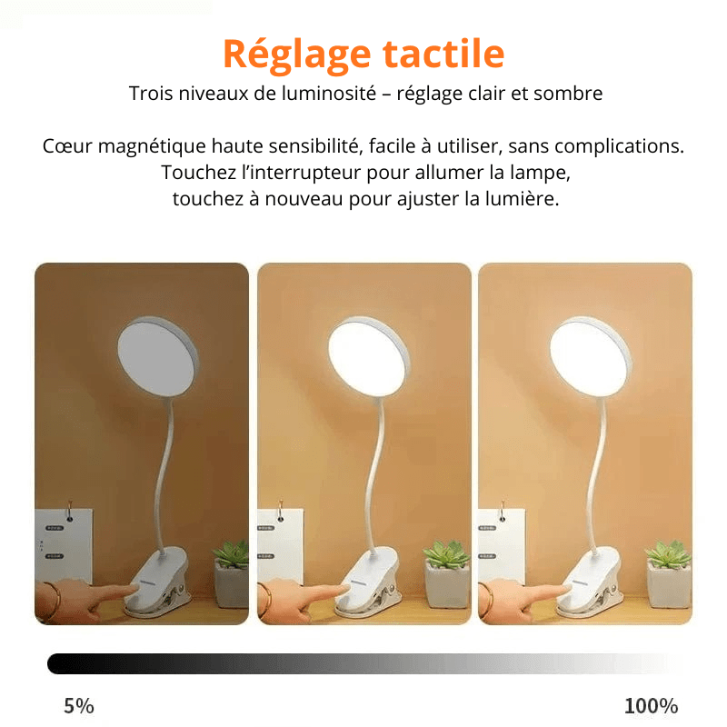 High Tech France Lampe de bureau pince sans fil rechargeable