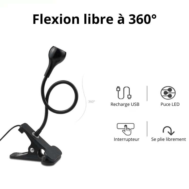 High Tech France Lampe de bureau pince USB