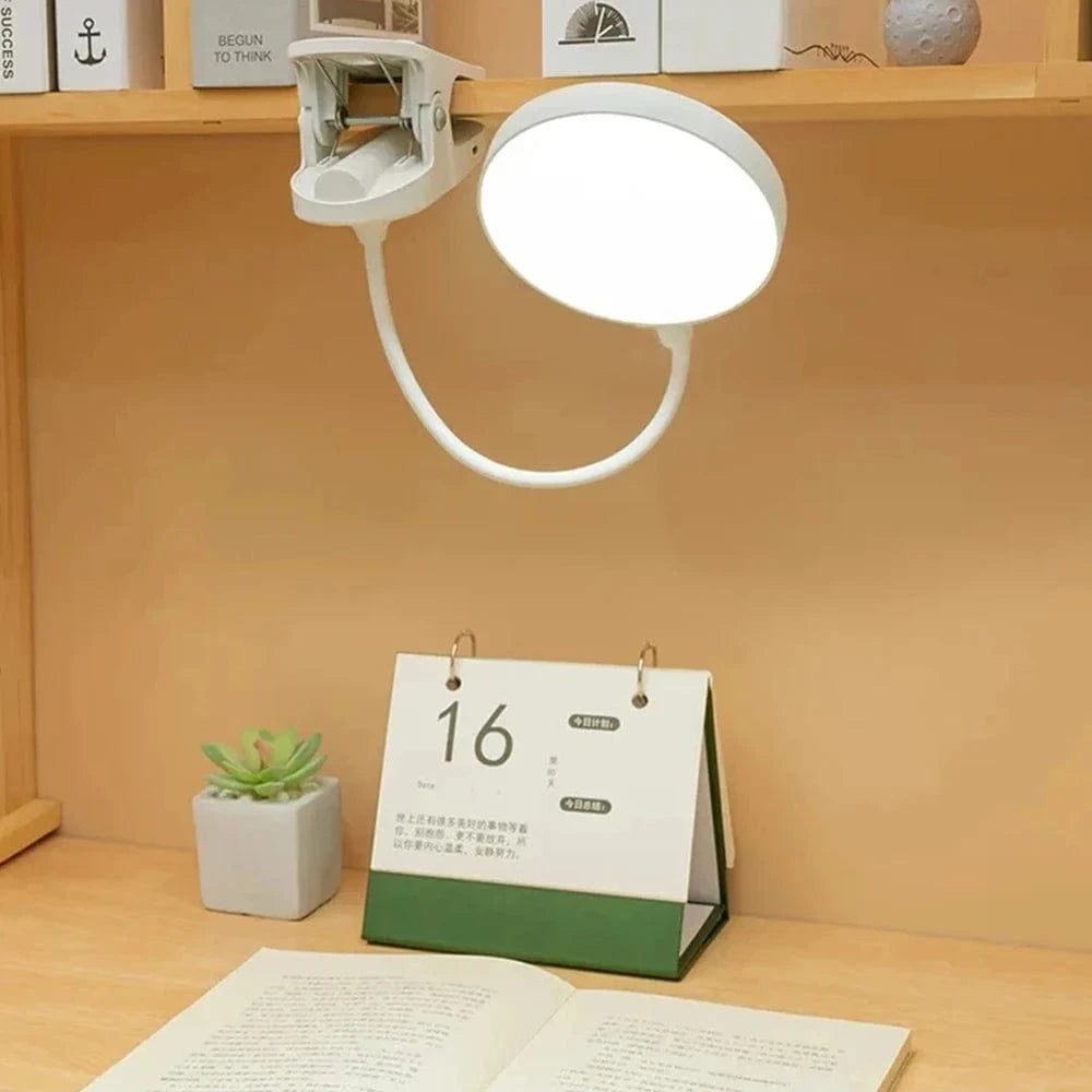 High Tech France LED Portable Clip Table Lamp USB Rechargeable Clip Desk Lamp Bed Reading Night Light Touch 3 Dimming Modes Eye Protection Light