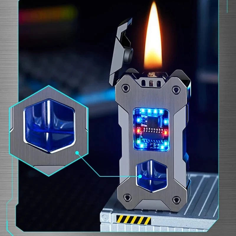 High Tech France Mecha Voice-activated Induction Smart Lighter Oil and Electric Dual-use Lighter High-end Gift Kerosene Type-C fast charging