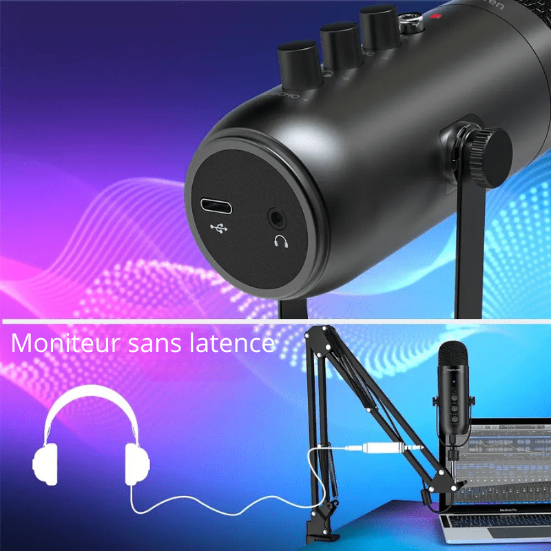 High Tech France Microphone USB pour ordinateur