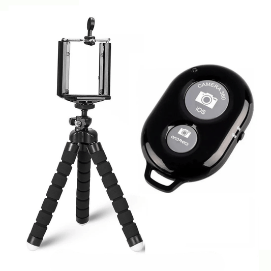 High Tech France Noir + commande Mini trépied téléphone