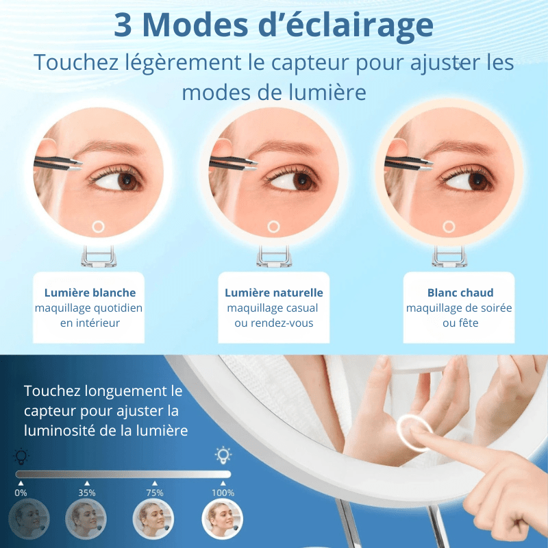 High Tech France Miroir LED maquillage grossissement