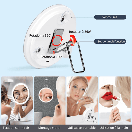 High Tech France Miroir LED maquillage grossissement