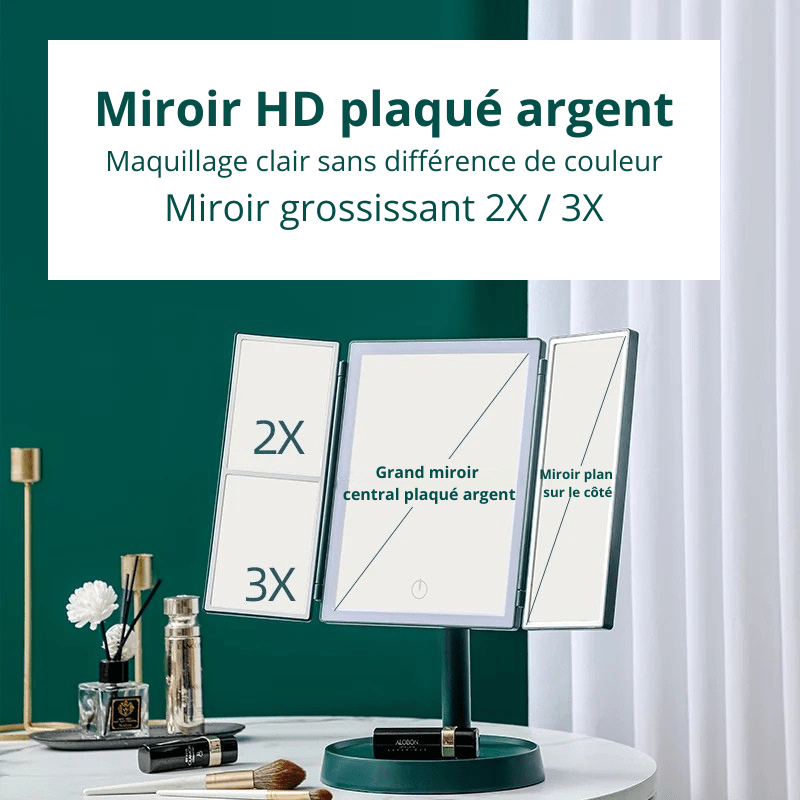 High Tech France Miroir LED maquillage pied