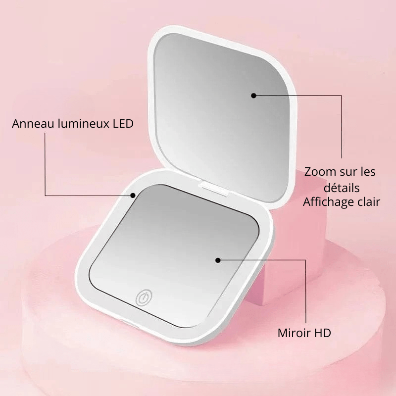 High Tech France Miroir LED maquillage pliable