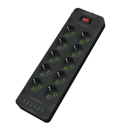 High Tech France™ Noir Multiprise 10 prises