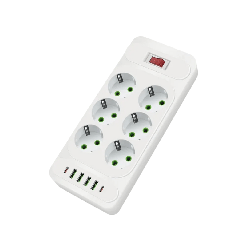 High Tech France™ Blanc Multiprise 6 prises