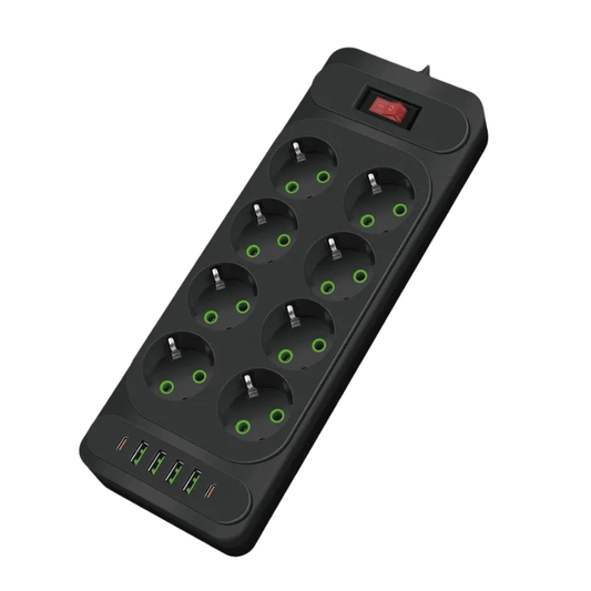 High Tech France™ Noir Multiprise 8 prises