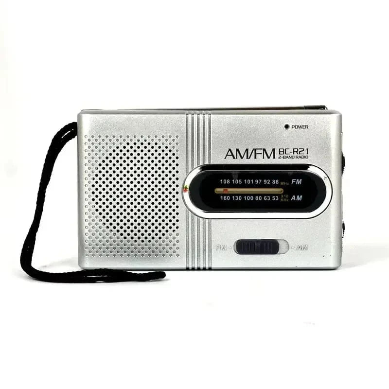 High Tech France Silvery New Mini Emergency Radio AM FM Portable Radio Reception Longest Lasting For Running Walking Home Soundbox (Need 2*AA Battery)