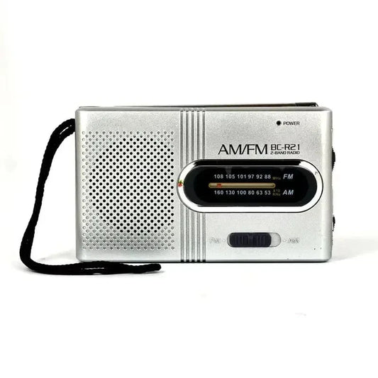High Tech France Silvery New Mini Emergency Radio AM FM Portable Radio Reception Longest Lasting For Running Walking Home Soundbox (Need 2*AA Battery)