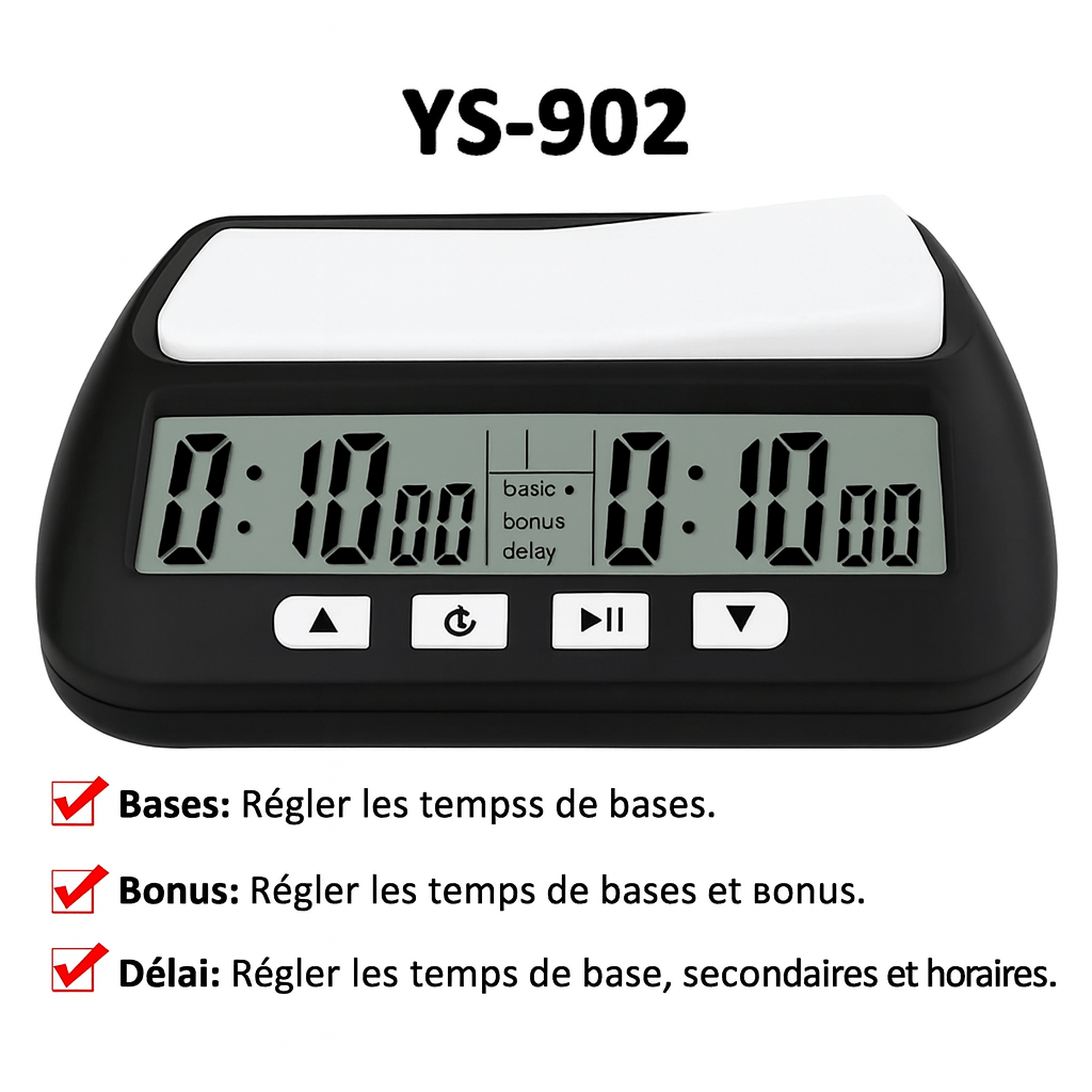 High Tech France™ Pendule d'échec numérique