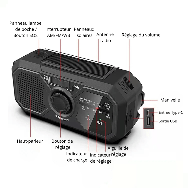 High Tech France Radio portable solaire