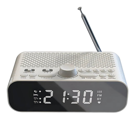 High Tech France Gris Réveil simple avec radio pour senior