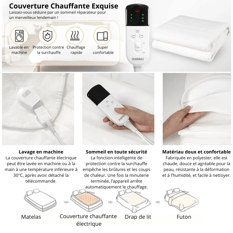 High Tech France Surmatelas chauffant 150x80 cm