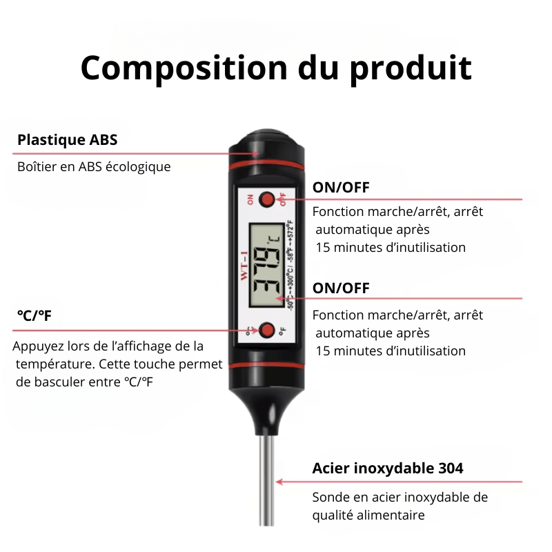 High Tech France Thermomètre digital cuisine