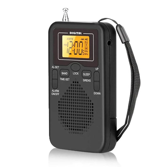 High Tech France W206-BK W-206 FM/AM Radio Portable Battery by 2 AA ,Stereo Earphone, LCD Display Digital Alarm Clock sleep,Morning/AM indicator